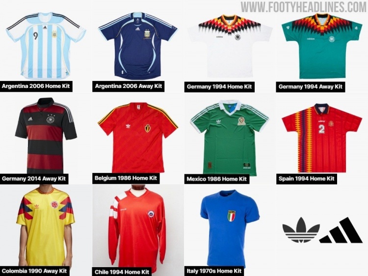 Adidas將推出多款經(jīng)典國家隊(duì)復(fù)刻球衣：阿根廷、德國、意大利在列