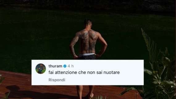 重歸于好？小圖拉姆評(píng)論勞塔羅泳池社媒：當(dāng)心點(diǎn)，你不會(huì)游泳