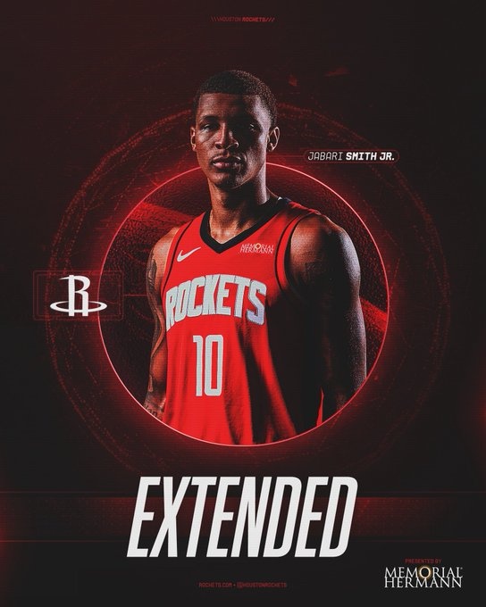 5年1.22億提前續(xù)約！火箭官方：球隊與小賈巴里-史密斯完成續(xù)約